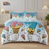 3Pcs Ice Cream 67 Element Printed Down Duvet Cover Set, Multi Size Bedroom Bedding Decoration, Machine Washable