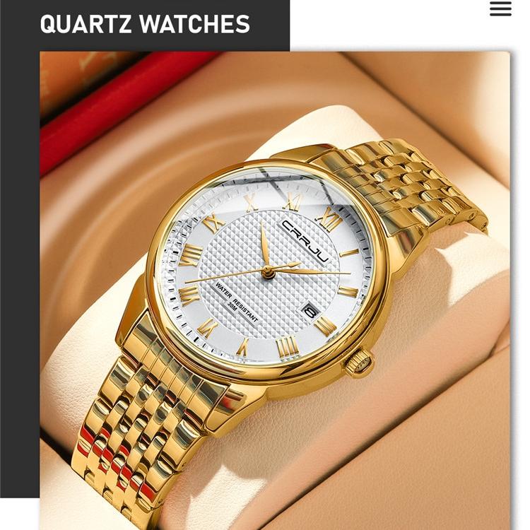 CRRJU Watch 5010 New Steel Strap Men's Watch Simple Fashion Calendar