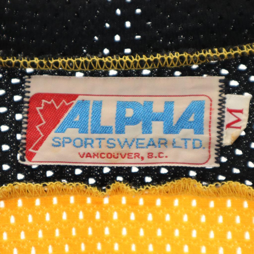 ALPHA 80s 90s Old Long sleeve Mesh Uniform shirt M yellow Ice hockey Men's Used