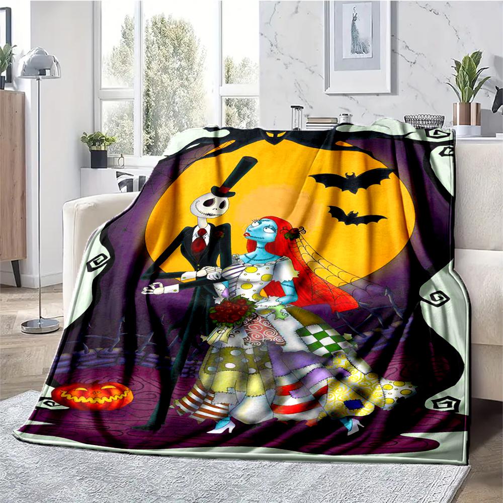 The Nightmare Before Christmas Theme Printed Blanket - Perfect for Couch, Bed, Travel & Outdoor Use | Machine Washable, Cozy & Durable.