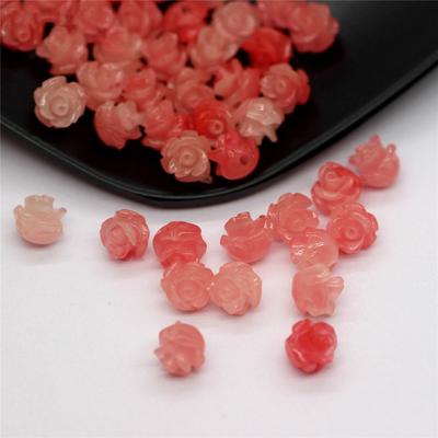 6mm 20PCS/Lot Shell Powder Embossed Three-dimensional Small Rose Beads For Jewelry Making DIY Necklace Bracelet Jewelry  Accessories