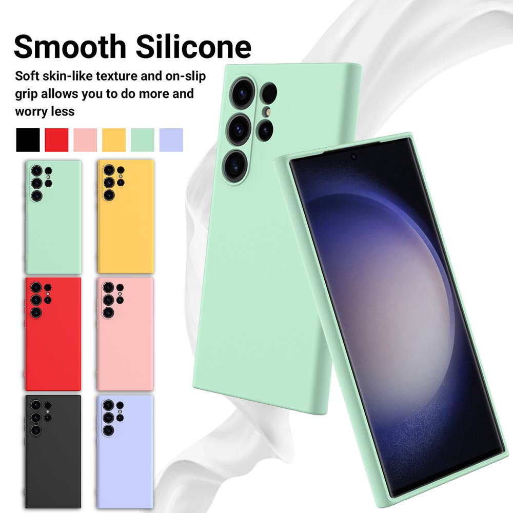 

для Samsung Galaxy S24 S23 S22 S21 S20 S10 Lite FE Plus Ultra Case Liquid Silicon Lanyard Cover Matte Soft Shell Antifall Fundas for Galaxy S23 Ultra чорний