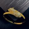 Neuer Palast Luxus Mode Zirkon Leopardenkopf Premium Armband Offenes Armband