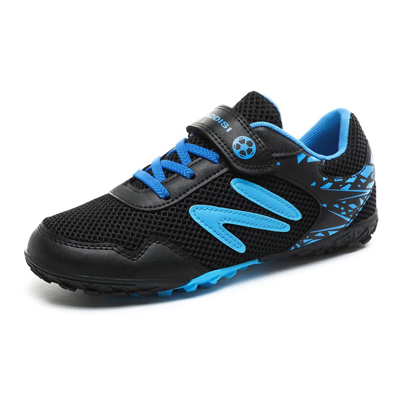 Summer Mesh Children's Soccer Shoes Lightweight Breathable Turf Football Shoes Boys Girls Outdoor Black Non-slip Kids Sneakers