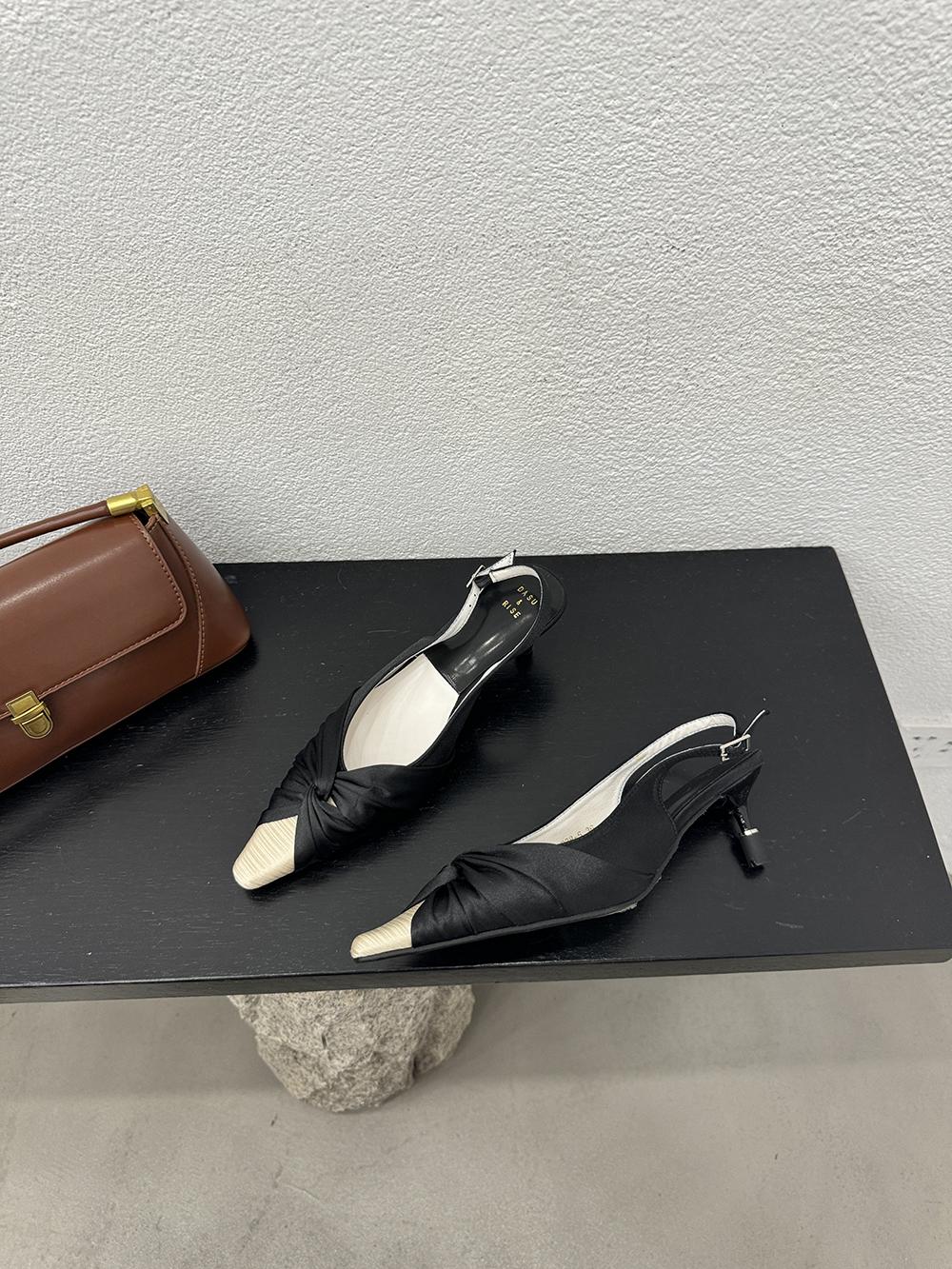 

модные коричневые/белые/бежевые/черные женские босоножки атласные летние туфли женские тонкие средние каблуки 2024 новые поступления модные туфли-лодочки размер 35-39 5.5 чёрный