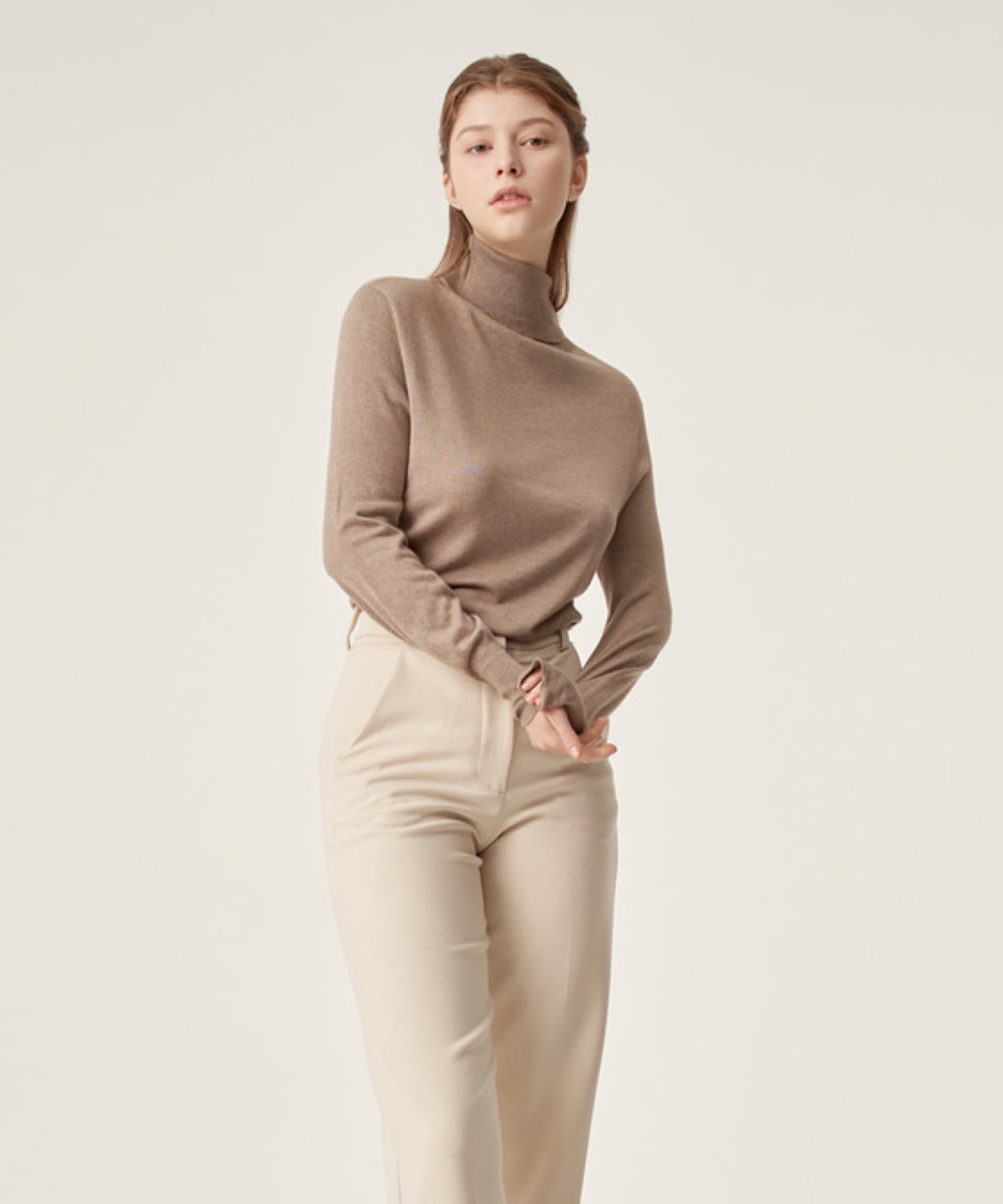 Tasset Silk Cashmere Blended Turtleneck Knit Purple/M