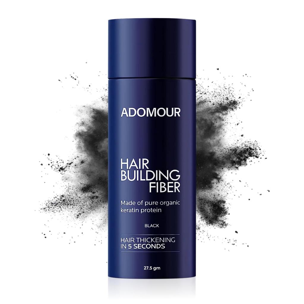 Adomour Hair Building Fiber 27.5g | Keratin Fibers for Thin, Fine & Thinning Hairs | Natural Coverage | Instant Thickening & Volumizing | Bald Spot