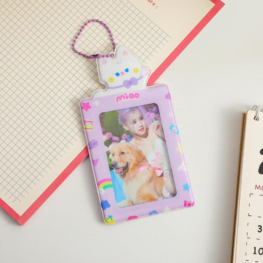 

Кот Ключ Мультяшная Цепочка Держатель для Фото Карточки для Проездного Защитный Студенческий Чехол фиолетовый