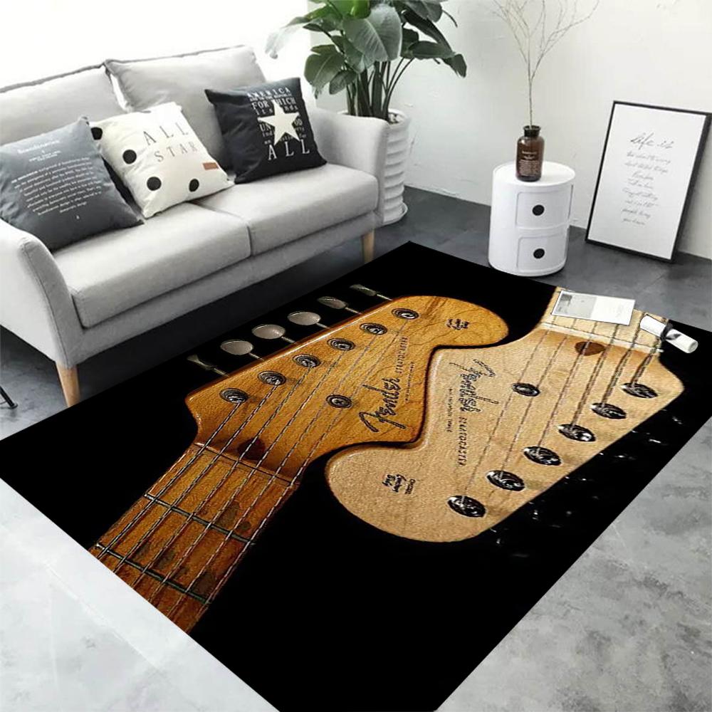 Classical Guitar Electric Guitar Bass Area Rug,Carpet Rug for Living Room Bedroom Sofa Doormat Decor,Kid Game Non-slip Floor Mat