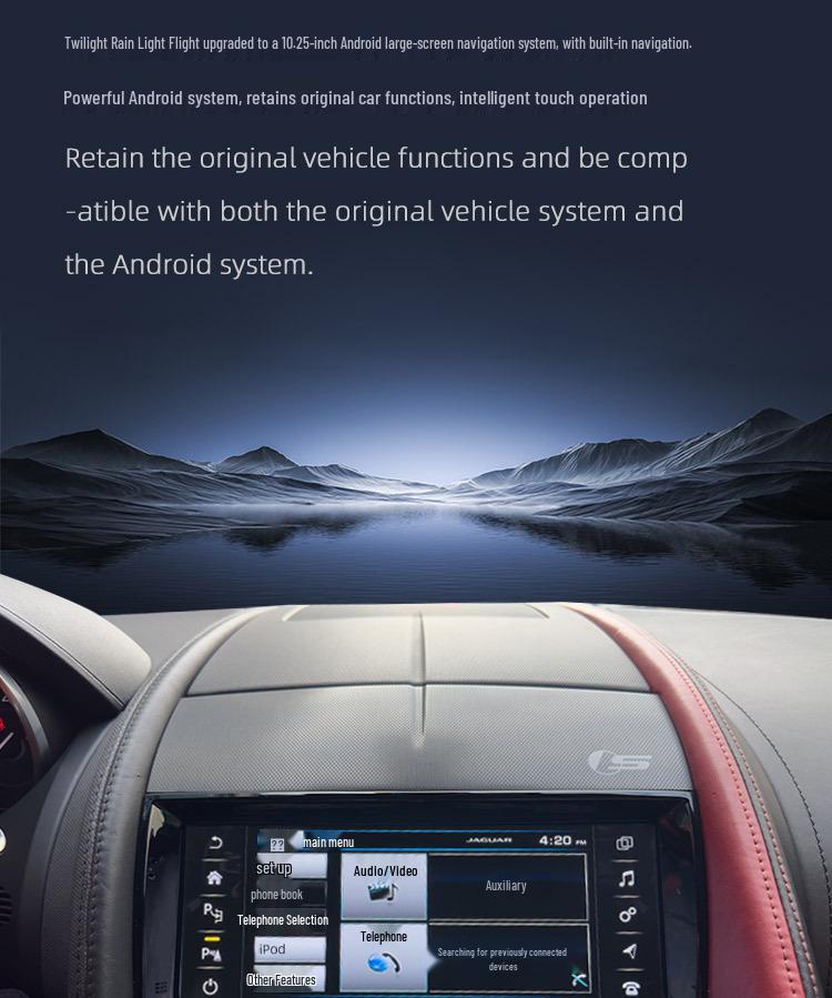 Jaguar F-TYPE Old Model Central Control Navigation System - New Android Smart Screen Modification