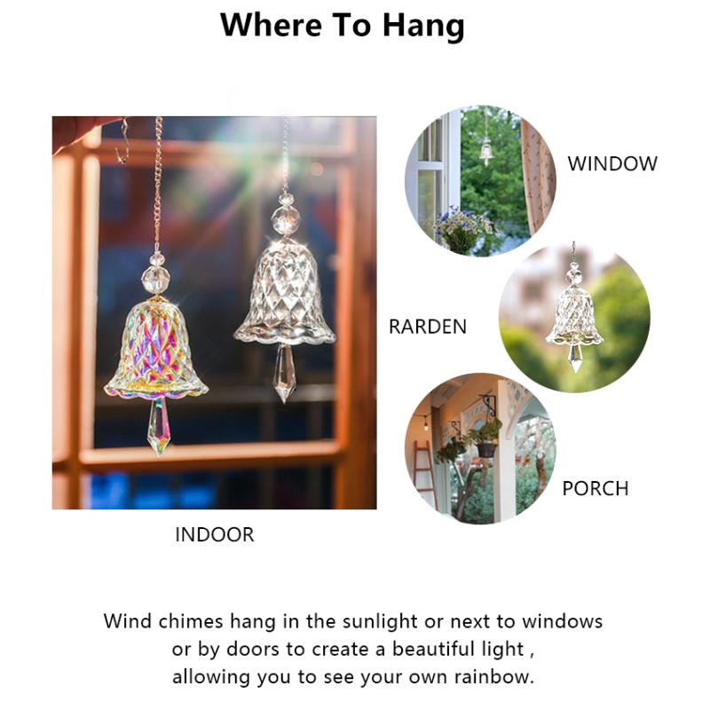 Regnbågskristall Vindspel Fönsterhängande Klocka Glas Hänge Solfångare Juldekoration Hemdekoration Trädgårdsdekoration