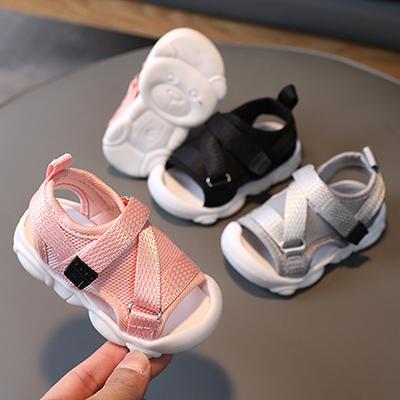 Children's Sandals Girls' Solid Velcro Korean Edition Sandals Children's Beach Shoes Baby Soft Sole Summer Baotou Sandals