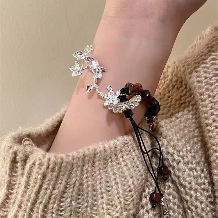 Exotic Pendant Butterfly Bracelet Handwoven From Alloy With Ethnic Flair Women For