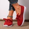 Fashion Breathable Hollow Out Slip On Mesh Sneakers Women 2025 Autumn Sweet Bowknot Red Sneakers Comfort Soft Sole Sports Shoes Women