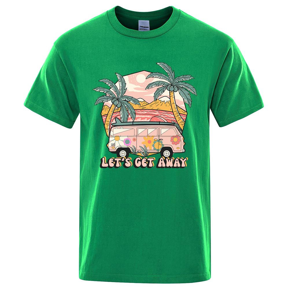 

Let S Get Away Take The Bus Go On Vacation Tshirt Men Cotton Oversized T Shirt Summer Casual Clothes Breathable Street Tshirts 4XL