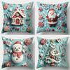 Home Decor Christmas-Themed Patterns Cushion Cover Set Pattern Cushion Cover Suitable For Sofa Bedroom Car Pillow Cover