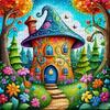 1000pcs Advanced Suitable for & Families Jigsaw Puzzle - Fantasy Mushroom House Forest with Blooming Flowers, Portable Rectangular Brain for Decor, We