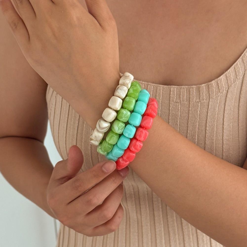 4Pcs Stackable Beads Bracelet Set Multicolor Cuff Bracelet Set New Round Bangles  Women