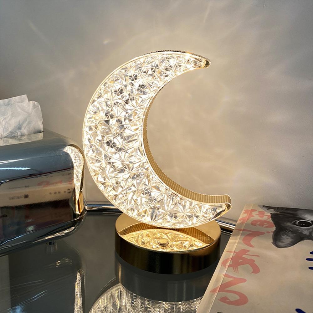 USB Rechargeable Moon Shape Night Light Touch Control Rechargeable Touch Lamp Nightstand Use