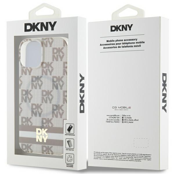 Dkny Dkhmp15Shcptse Iphone 15 / 14 / 136.1 Beżowy/Beige Hardcase Iml Checkered Mono Pattern & Printed Stripes Magsafe