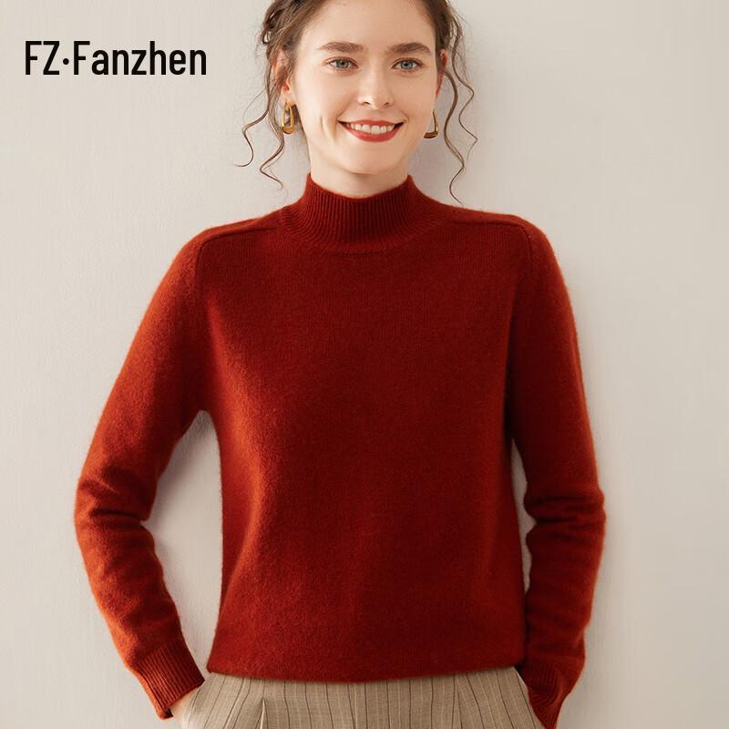 Fanzhen Women's Thickened Mock Neck Cashmere Sweater