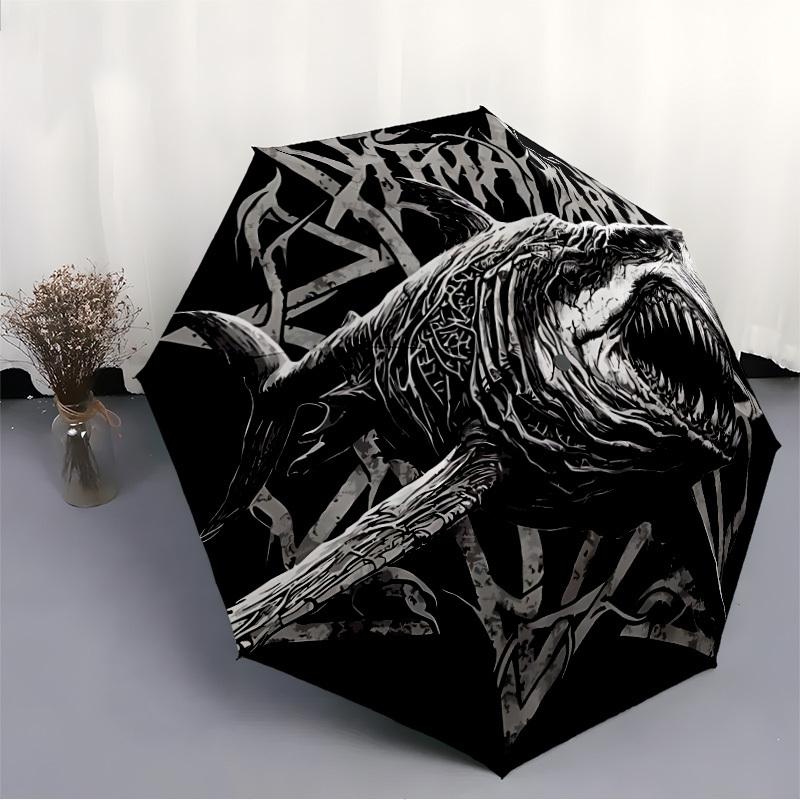1PC Shark Artwork Automatic Folding Umbrella Automatic Open/Close, Automatic Folding, 8-Rib Durable Frame, Portable Travel Umbrella 709