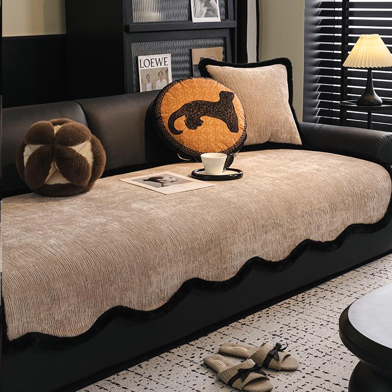 Special-Shaped Rough Edge New Sofa Cushion Universal In All Seasons Chenier Non-Slip Cover Leather Sofa Cover Non-Slip