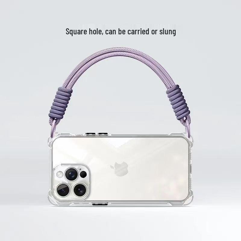 Transparente quadratische Lanyard-Hülle für Apple iPhone 11/13/14/15/16/XR/XS - Vollständige Abdeckung