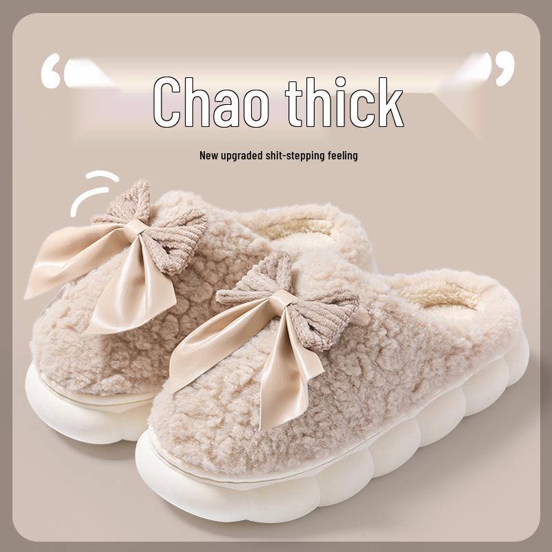 Women's Non-Slip Waterproof Thick-Soled Cotton Slippers – Cozy Furry Design for Autumn/Winter Maternity & Men's Wear