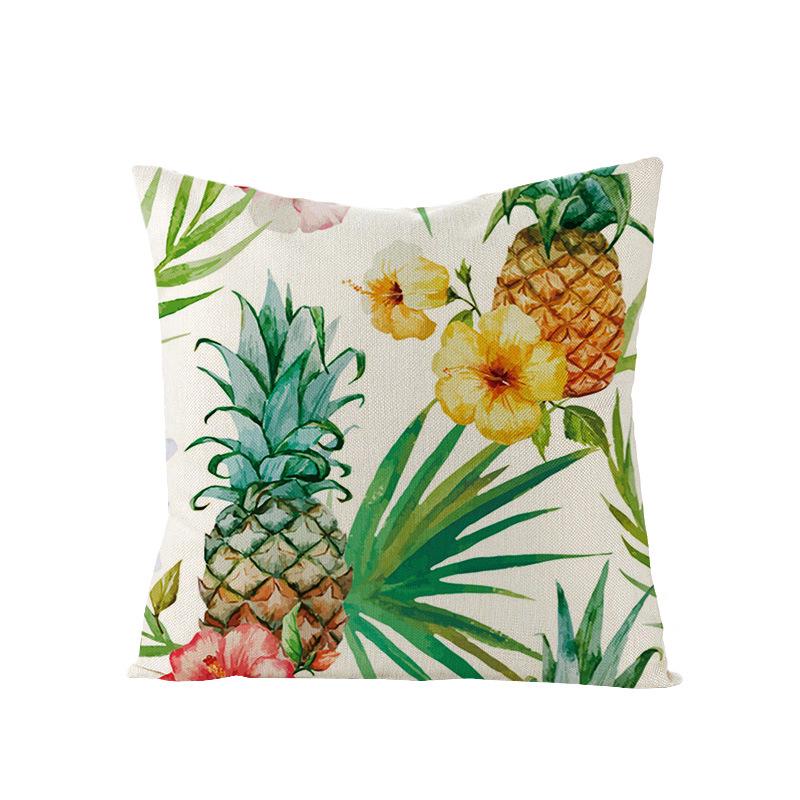 Tropical Green Leaf Linen Pillowcase - Nordic Style Sofa Cushion Cover