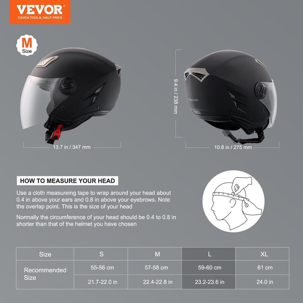 3/4-Face Motorcycle Helmet Motocross Helmet with Bluetooth Slot