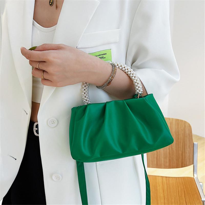 Solid Color Square Pleats Women's Bag Fashiable Cloud Bag, Stylish Soft Surface Handbag, Stylish Single Shoulder Messenger Bag