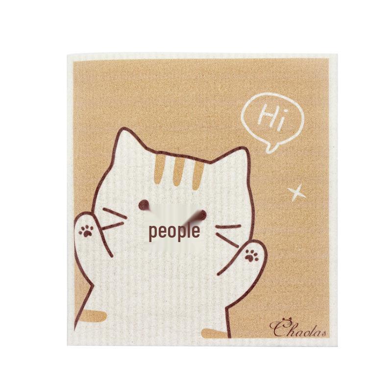 Cartoon Non-Stick Oil Scouring Pad – Compressed Dishwashing Sponge & Cleaning Dishcloth
