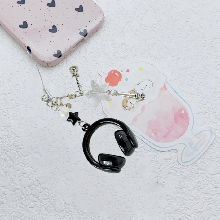 Vibrant Headphone Charm Keychain Keyring Phone Chain Featuring Musical Notes For Birthday Presents and Decorations