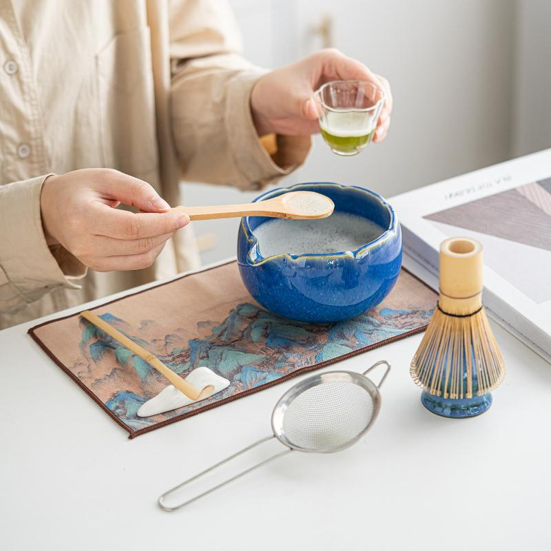 4/8PCS Japanese Matcha Tea Set  with Bamboo Whisk Holder Matcha Brush Teaspoon for Tea Lovers Tea-Making Tools Ceremony Gift