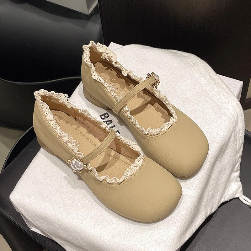 White French Small Fragrant Wind Light Mouth Thick Heel Single Shoes Women's 2025 New Spring Versatile Round Head Retro Mary Jane Shoes