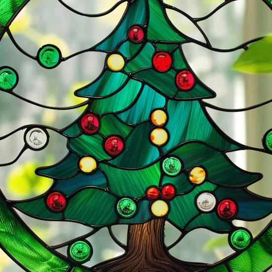 Christmas Sun Catchers Acrylic Painted Ornaments Holiday Window Tree Porch Decor Colorful Reflection Hanging