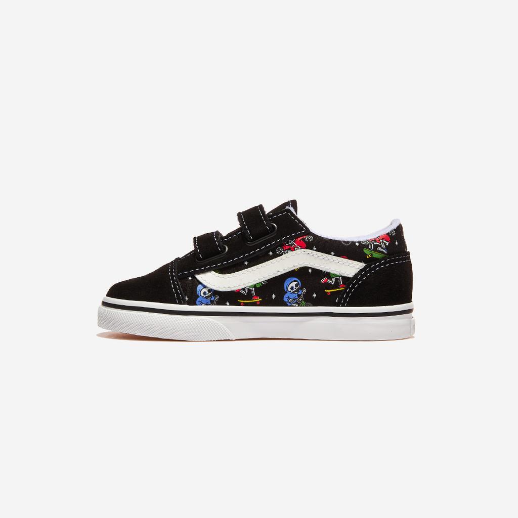 [Vans] Toddler Old Skool Velcro Glow Bones [VN000VB2BP7-GLOW BONES BLACK/TRUE WHITE]