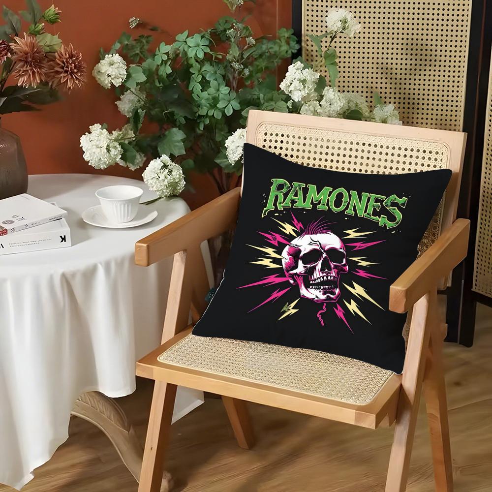 Rock RRamones Cushion Cover Silky Short Plush Invisible Zipper Dustproof Sofa Pillow Case for Home Decor