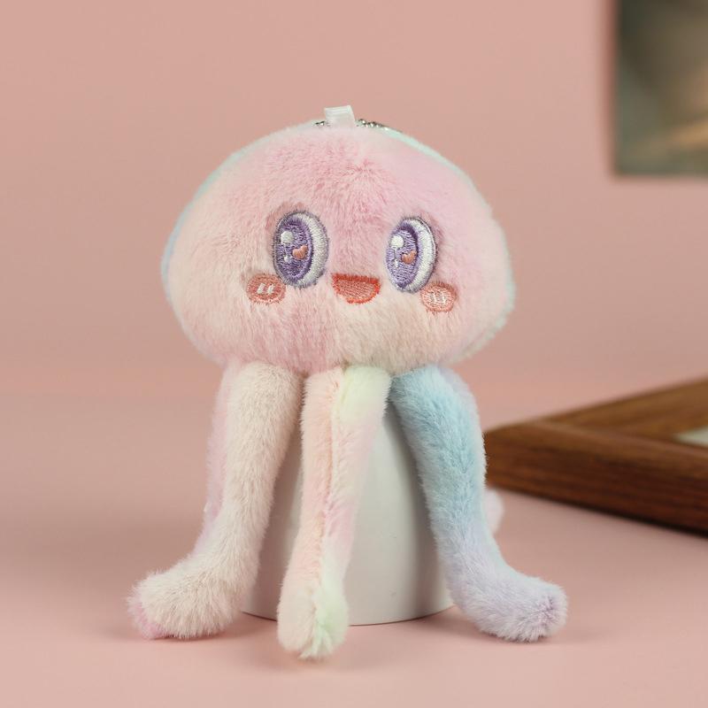 1Pcs Plush Cute Marine Animal Jellyfish Octopus Doll Keychain Bag Decoration Pendant Keychain Girl Bag Keychain Kawaii Keychain