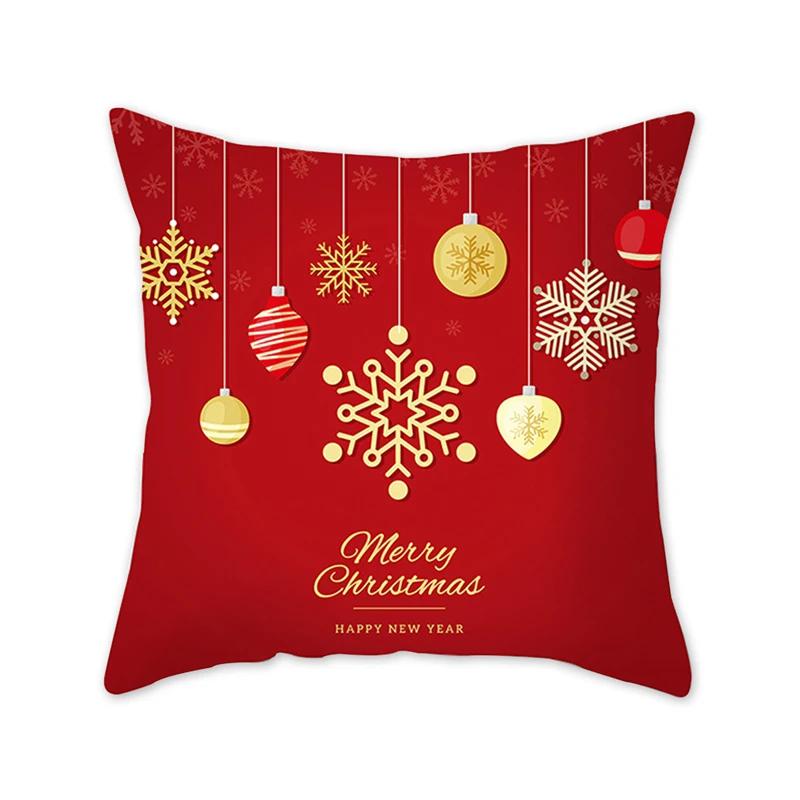 Merry Christmas Decorative Print Cushion Cover Home Living Room Sofa Square Pillow 45 * 45cm