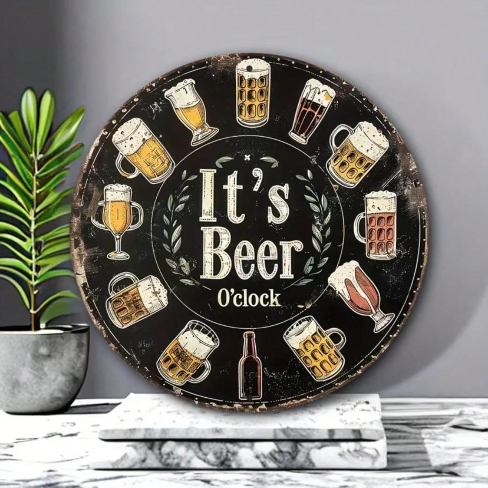 Craft Beer Time Round Metal Sign 8x8 Inch HD Print Aluminum Wall Art Decor