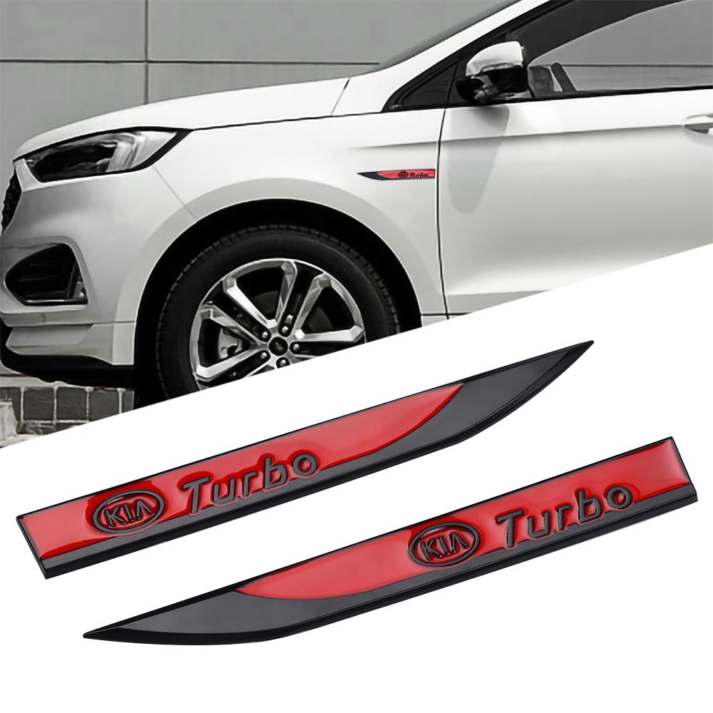 2Set Car Emblem Side Blade Stickers Decorative Fender Badge For KIA Sportage Ceed Sorento Cerato Optima Picanto Rio Soul K3 K5