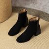Vintage Chelsea Boots Women's Suede 2025 New Thick Heel Small Short Boots Rear Zipper Matte Splicing Single Boots