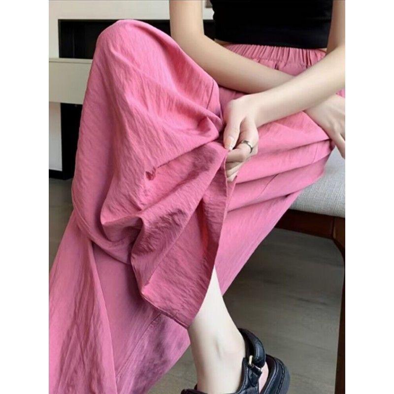 Warm Season and Summertime New High Waist Drape Straight Casual Pants Wide Leg Trousers