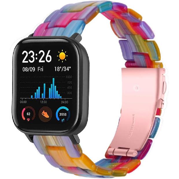 FitTurn Resin Bands Compatible with Amazfit Active 2 Square/1/Bip 3 Pro/Bip/GTS 4/GTS 4 Mini/GTS 3/GTS 2/GTS 2e/GTS 2 Mini/GTR 42mm Watch Replacement