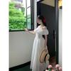 One-word Collar Waist Small Fresh Long Skirt Dress Women's Summer New Thin Cover Meat