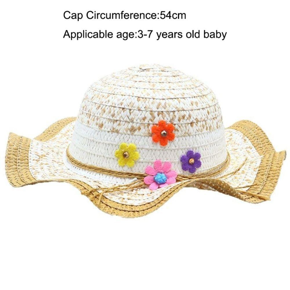 Handmade Sun Hat Flower Decoration Bucket Hat Sweet Beach Hat Beach