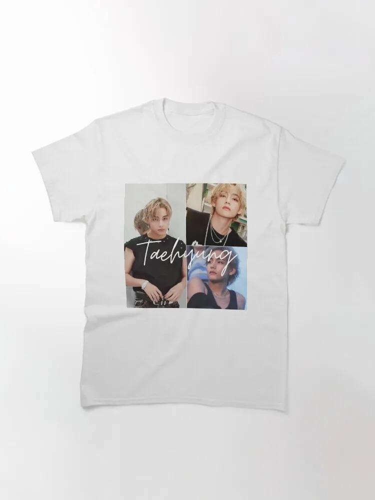 BTS V (Kim Taehyung) 4-foton collage handskriven signatur grafisk t-shirt | K-Pop-fan Streetwear Tee