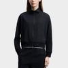 FILA White Stand Collar Solid Loose Zip Knit Long Sleeve Jacket Women jackets F11W623501F-BK